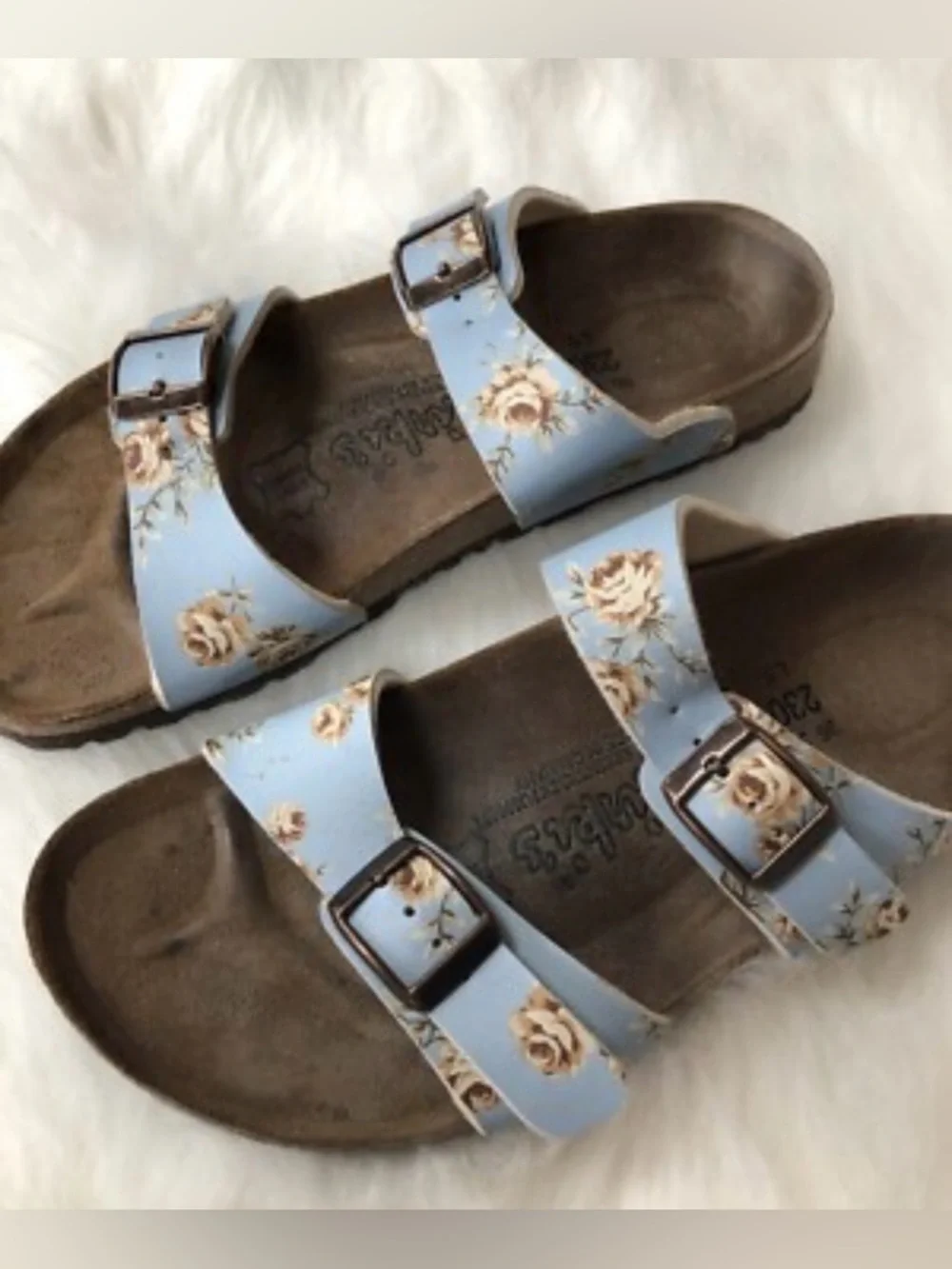 Birkenstock Light Blue Floral Double-Buckle Women Sandals